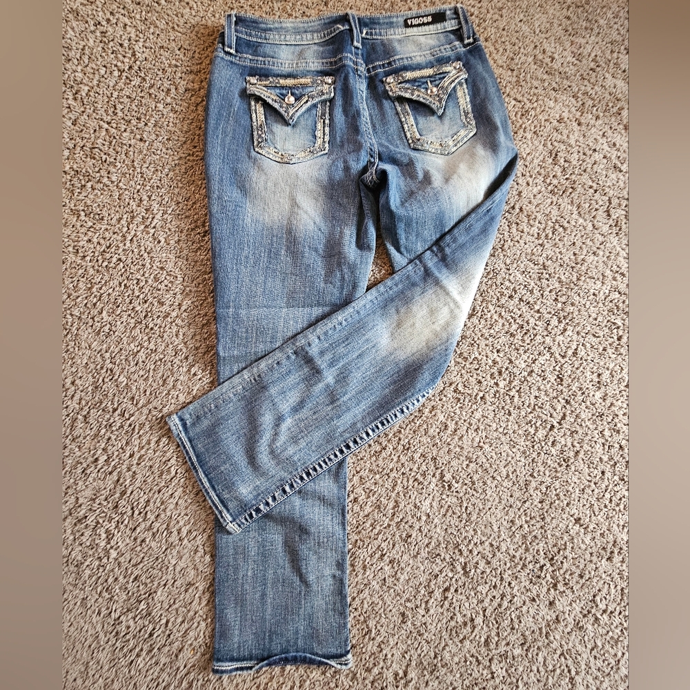 Vigoss Blue Straight Leg Jeans with Decorative Back S14 L32 Worn Once
